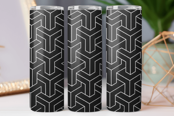 Black Geometric Pattern Tumbler Wrap Png Review