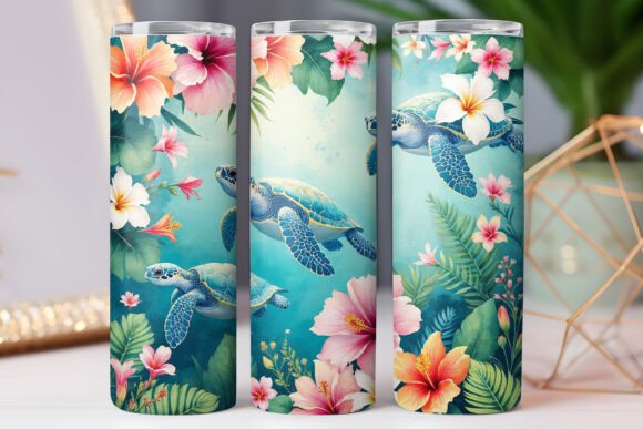 Floral Sea Turtle Tumbler Wrap 20oz Jpg Review