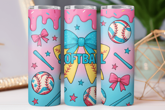 Softball Baseball Tumbler Wrap 20oz PNG Review